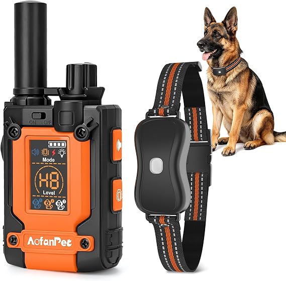 Dog Shock Collar with Remote, 4500FT Dog Training Collar for 15140lb Dogs, 4 Modes Beep Vibration Static & LED Light, IPX7 Waterproof Rechargeable E Collar with Security Lock