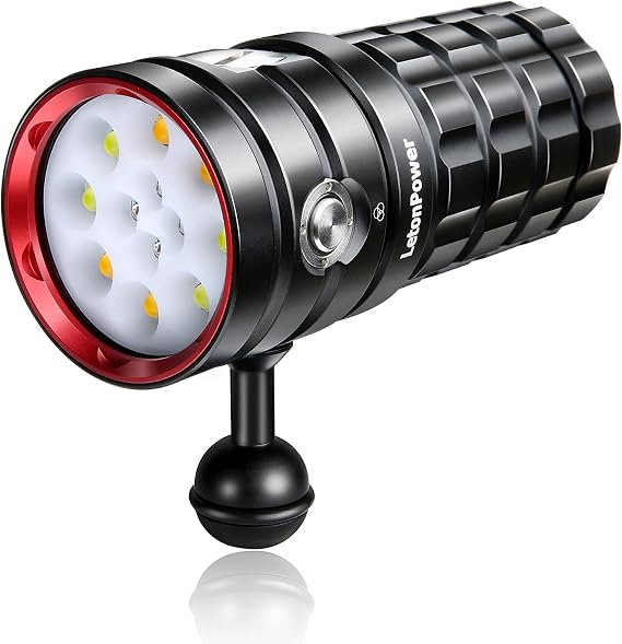 Underwater Light Diving, LetonPower TS Pro 13000Lumens Underwater 120m Diving Light, Scuba Light, Type-C Charging Underwater Camera Light, Diving Light Wide Angle