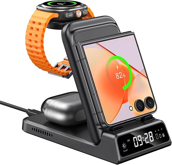 3-in-1 Charging Station for Samsung Z Flip 8/7/6/5, Not for Watch 9/Ultra 2