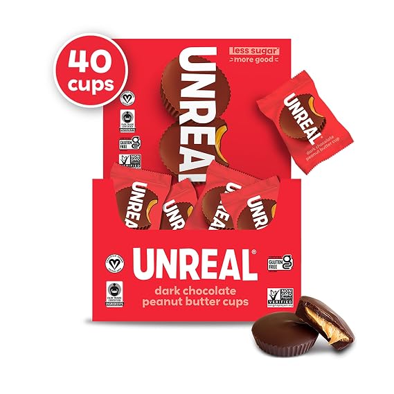UNREAL Dark Chocolate Peanut Butter Cups, 40 Individually Wrapped Cups