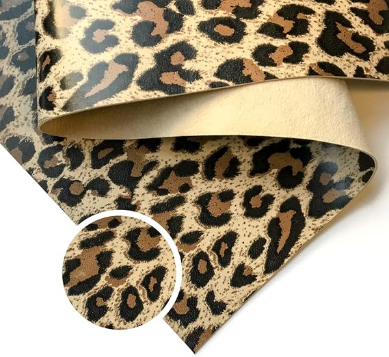 Leopard Print Real Leather Material: Cheetah Leather Fabric Soft Animal Leather Printed Sheets for Sewing and Jewelry Making (Classic Leopard, 8x10In/ 20x25cm)