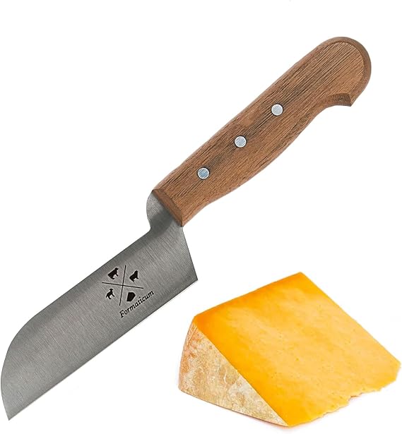 Formaticum Mini Cheese Knife - Hard Cheese Cutter with Walnut Handle, 4.25" x 1.25" Stainless Steel Blade, All-Purpose Knife for Hard & Firm Cheese, Travel Size, Made in Italy