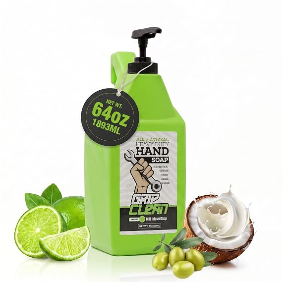 Grip Clean Heavy Duty Hand Cleaner For Mechanics, Natural Pumice, 64 Oz