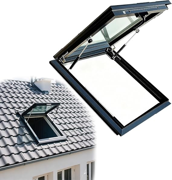 Skylight Window for House Roof, Hand Skylight with Double-Layer Tempered Glass, for Basement, Garage, Sun Room and Outdoor Attic Entry, Underground Well Lighting Door