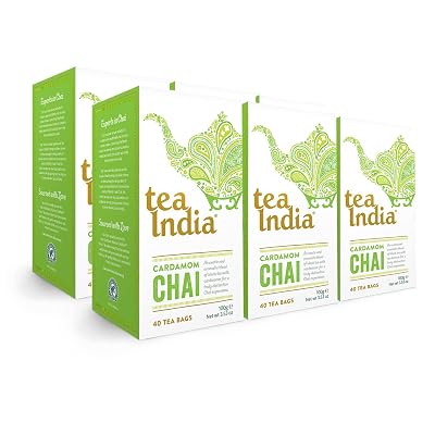 Tea India Cardamom Chai Tea Bags, 40 count Pack of 6