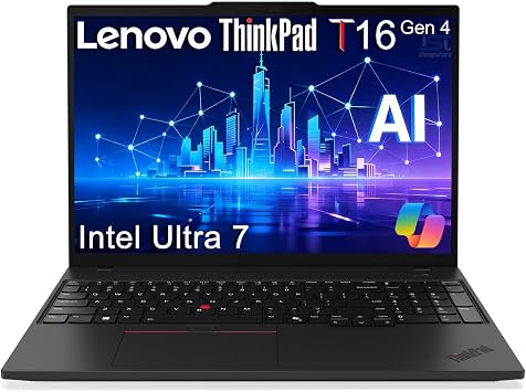 Lenovo ThinkPad T16 G4 Business AI Laptop, 16" FHD+, Intel 12-Core Ultra 7 255U > i7-1355U, Thunderbolt 4, 5MP Webcam, IST Computer Customized 16GB/32GB/64GB DDR5 RAM, 512GB/1TB/2TB SSD, Win 11 Pro