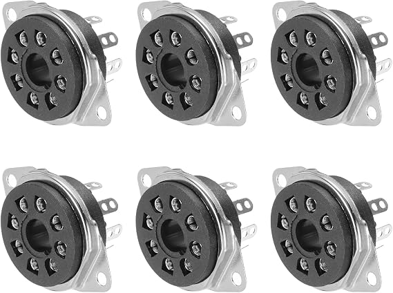 MECCANIXITY 6 Pcs 8pin Tube Socket Bakelite Tube Socket,Vacuum Tube Protect Tube Pin Socket PCB Tube Socket Black