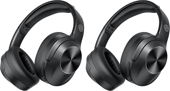 Upgrade Prolevel Hybrid Active Noise Cancelling Headphones with HD Sound, Wireless Bluetooth Headphones Over The Ear Unequaled Comfort, Vivid Deep Bass, for Home Office Travel, Black , Pack of 2