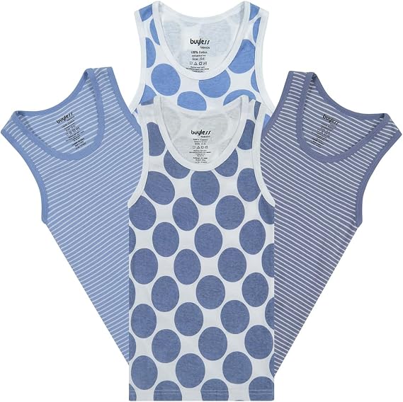 Buyless Fashion Boys Scoop Neck Tagless Undershirts Soft Cotton Tank Top (4 Pack)