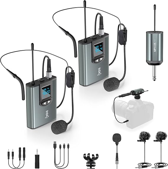 Wireless Microphone System for PA Speaker, Camera, Recording, Teaching