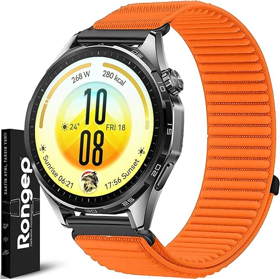 Rongep Huawei ile Uyumlu Mountain Loop 22mm Kordon GT6/GT6 Pro/GT5/GT5 Pro/GT4/GT3/GT3 Pro/GT2/GT2 Pro 46mm için Terleme Karşıtı GT6 Kordon Metalik Bağlantılı 1.Sınıf Dokuma Kumaş GT6 Kayış