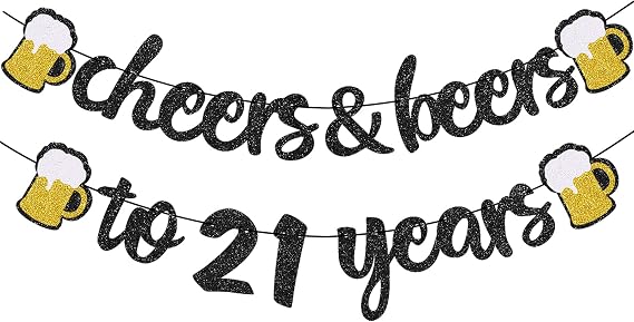21st Birthday Banner for Him Pre-Strung (Black Gold)