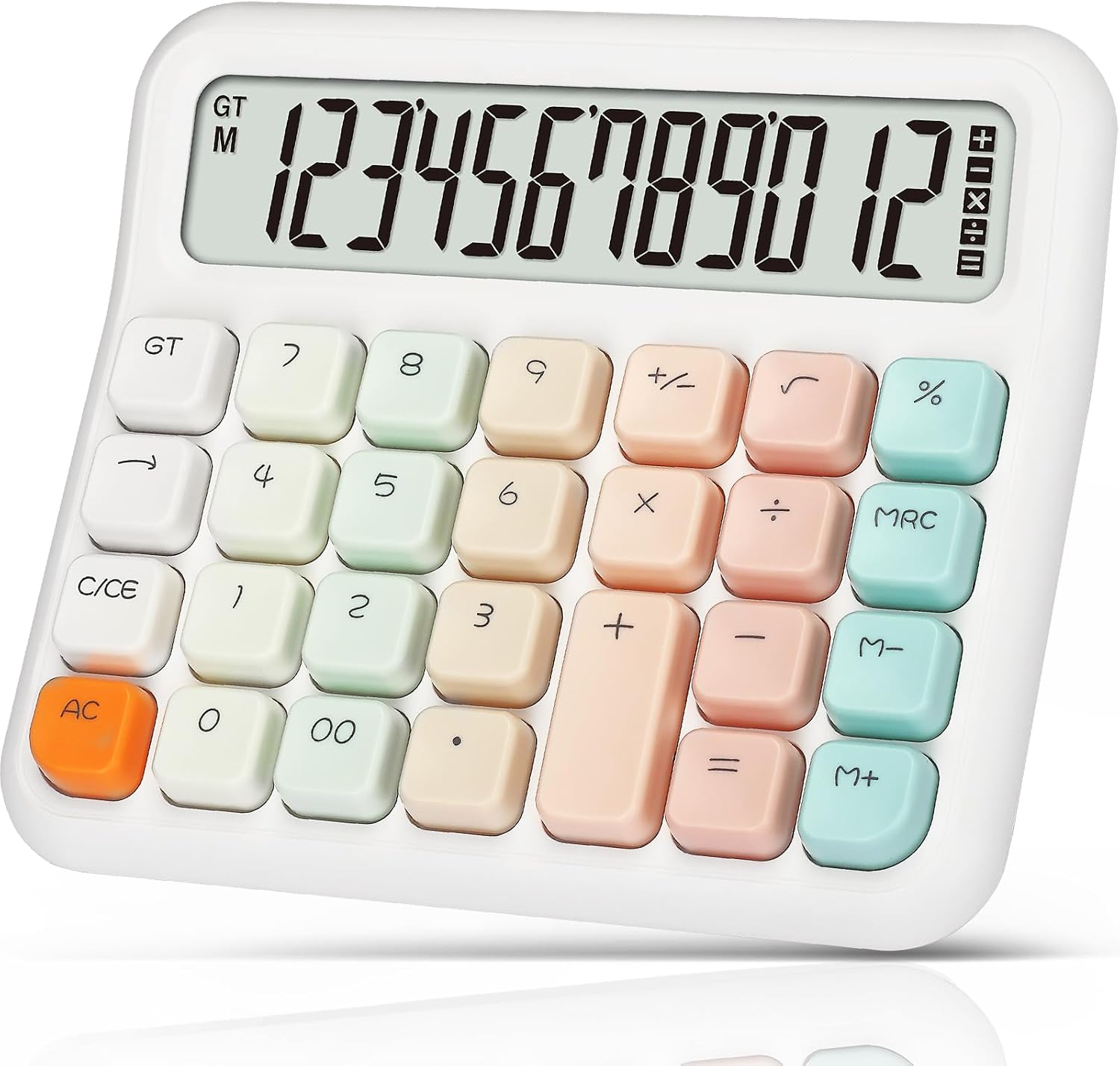 Pendancy Calculator, Desktop, 12 Digit, Cute, Basic, Calculator with Extra Large LCD Display and Buttons for Office, School, Home, Gradient Pink