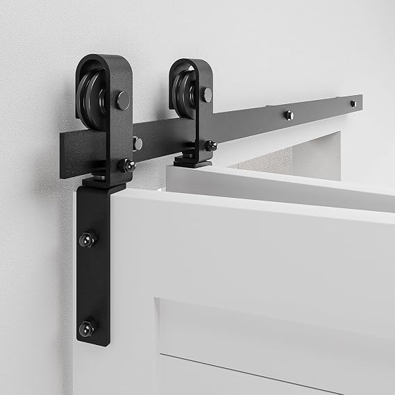 30" Bi-Folding Sliding Barn Door Hardware Track Kit,Smoothly&Quietly,Side Mounted Black Roller,Easy Install,Door Not Included [Fit Double 13" Bifold Doors]