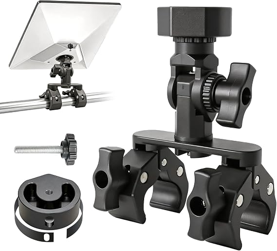 Starlink Mount for Starlink Mini, Dual-Clamp Starlink Mini Pole Mount Kit for RV Ladder & Roof Rack, Lightweight Aluminum & Nylon Starlink Mini RV Mount with 1/4"-20 for Camping Van Boat