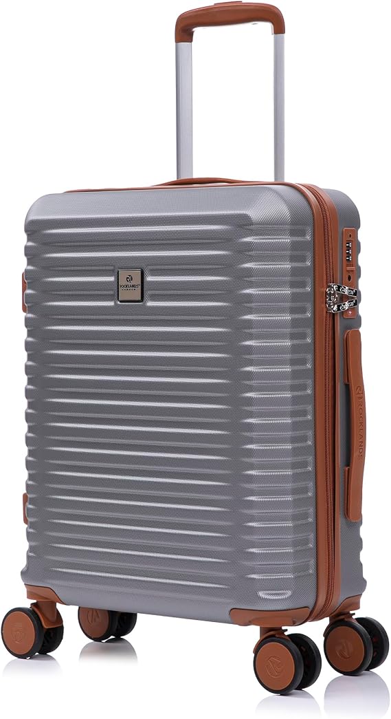Rocklands Large Suitcase Hard Shell Lightweight 4 Dual Spinner Wheels Trolley Luggage Suitcase Hold Check in Luggage TSA Combination Lock (Grey, Small 20")