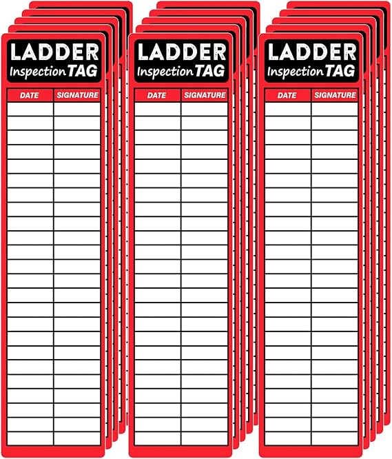 Ladder Inspection Labels Safety Stickers Ladders Red Safety Inspection Tags | 120 Pcs Safety Maintenance Labels Vinyl Maintenance Labels Ladder Inspection Tags for Industrial Commercial 8.5 x 2 Inch