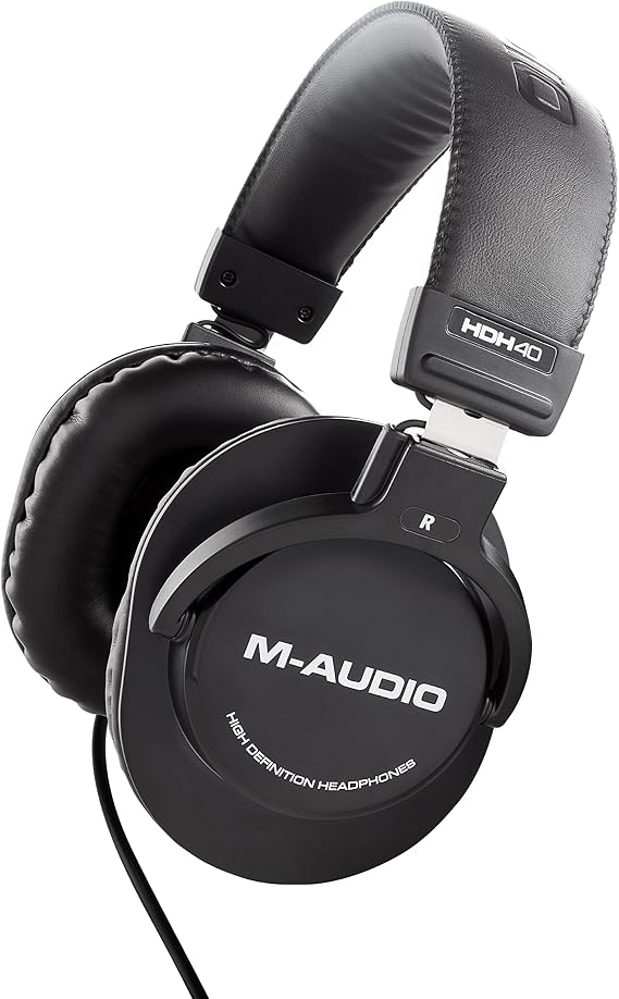 M-AUDIO HDH40 - With Over-Ear Studio Headphones, Indoor Back Design for Studio viewing, Podcasting and Recording, Flexible Headband and 2.7m Cable