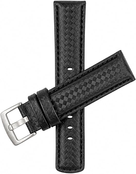 Mens Leather Carbon Fiber Embossed Watch Band, 20mm-24mm Replacement Strap