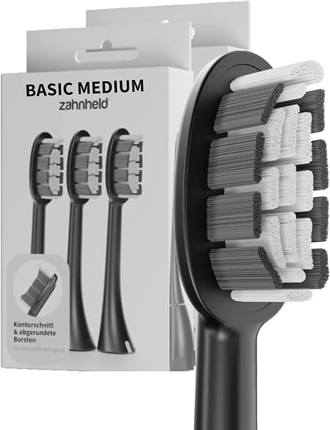 Zahnheld Gero G2&G3 Basic Medium Brush Heads Set of 6 Black