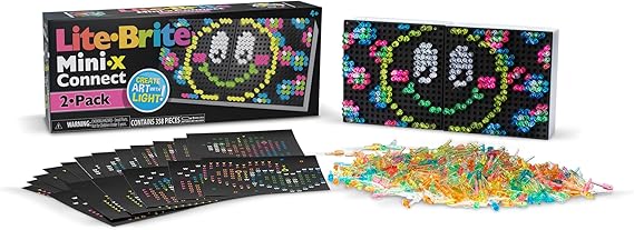 Lite Brite Mini-X Connect 2 Pack - Create Light Art with Pegs, Creative Art Stem Toy for Girls, Boys, Unisex, Toddler, Ages 4+, Holiday, Birthday, Gift