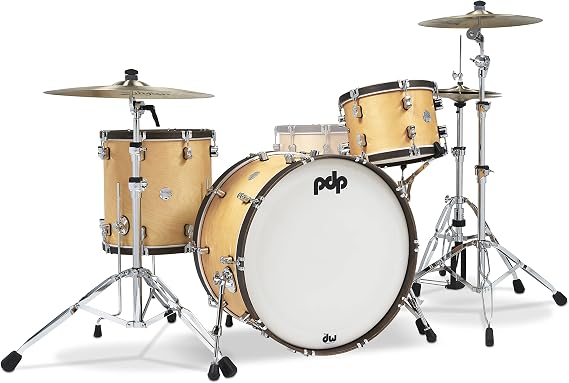 PDP Concept Classic 3-Piece Shell Pack with 24" Kick, Natural with Walnut Stain Wood Hoops