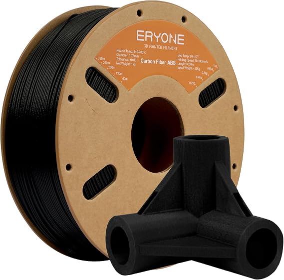 ERYONE ABS Filament, ABS+ 3D Printer Filament 1.75mm +/- 0.03mm, Heat Resistant, High Toughness & Impact Resistance, 1kg (2.2LBS)/Spool, ABS Carbon Fiber Black