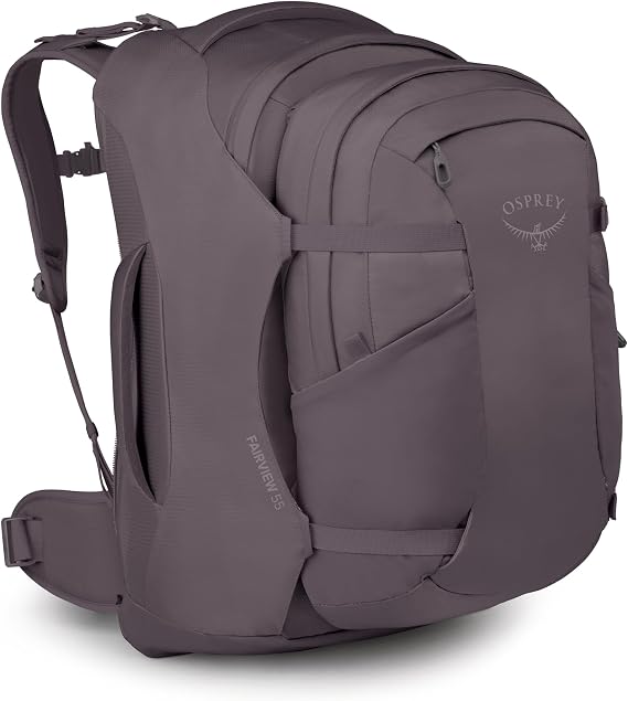 Osprey Fairview Women's Travel Pack, 55L, Purple Garnet | carry on bag, laptop sleeve, personal item, carry on travel, flight friendly, detachable daypack, personal item backpack