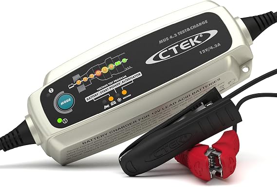 CTEK 4.3 Test & Charge, 12 Volt Fully Automatic Charger with Unique Battery and Alternator Testing, Ideal for Long Term Storage
