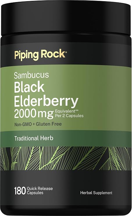 Piping Rock Black Elderberry Capsules | 180 Count