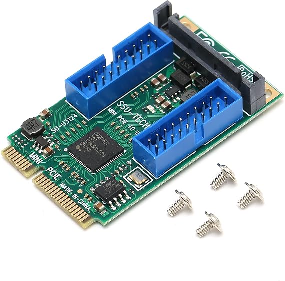 Expansion Card, Plug Play Mini PCIE to USB3.0 Front Expansion Card for 2003 Vista 2003 (Double 19 PIN (10313))