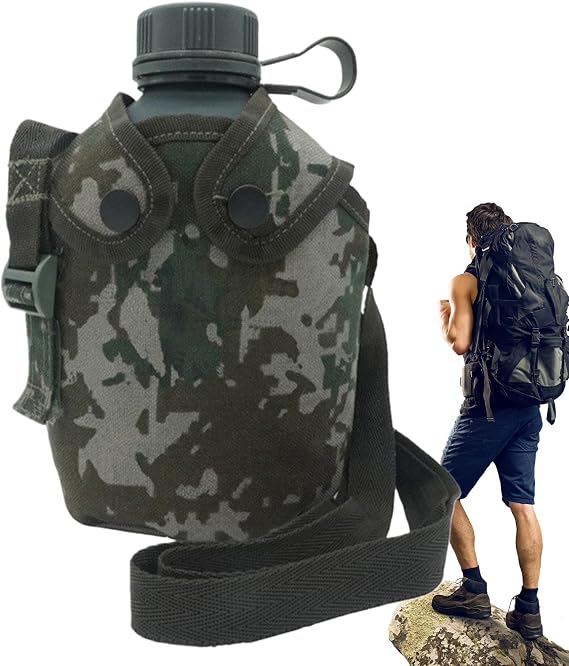 Alloy Water Bottle Army With Camouflage Cover Mountaineering Aluminum Water