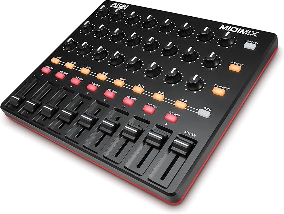 Akai Professional MIDImix | High-Performance Portable USB Mixer/DAW Controller 24 knobs / 16 buttons / 8 line faders | Equipped with 24 knobs, 16 buttons, and an assinable fader for intuitive DAW control in music production or home studio