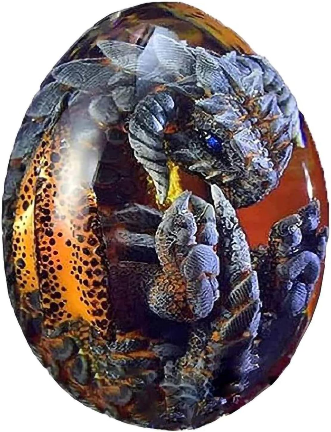Anvritue Lava Dragon Egg Ornaments Crystal Transparent Resin Dragon Egg Dinosaur Room Decor Handmade Sculpture Souvenir Desktop Ornaments Gifts for Halloween,Christmas Blue Ocean Dragon