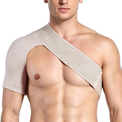 Adjustable Shoulder Support Brace for Men & Women, Compression Sleeve with Velcro for Stability, Comfort, for Injury Prevention and Daily Recovery, Sports, Sleep, Work