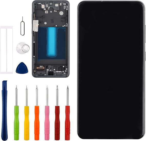 [with Frame] Vvsialeek New LCD Touch Screen Digitizer Assembly for Galaxy S21 FE [6.2 inch] with Technical Repair Tools Kit- Fingerprint Function