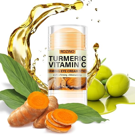 Soelegant Turmeric Vitamin C Eye Stick, Unde Eye Balm for Dark Circles and Puffiness Anti Aging Moisturizer Under Eye Cream Even Skin Tone Firming Hydrating Bags Reduces Fine Lines 1.41 Oz