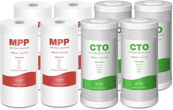 SimPure 5 Micron 10" x 4.5" MPP Sediment and CTO Carbon Whole House Water Filters