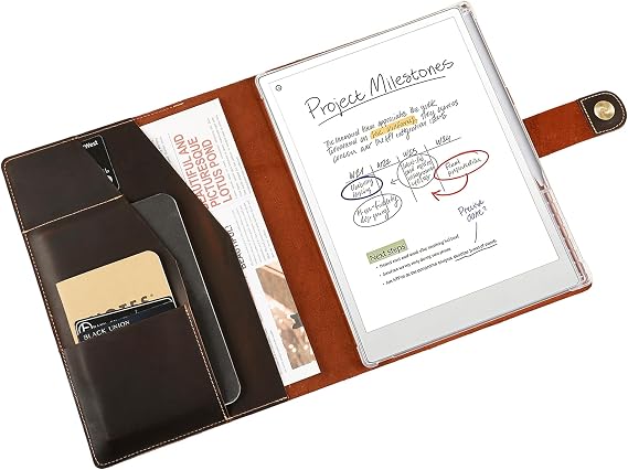 Leather Case for Remarkable Paper Pro, Leather Folio with Pen Holder for Remarkable Paper Pro 11.8" (2024) - Dark Brown