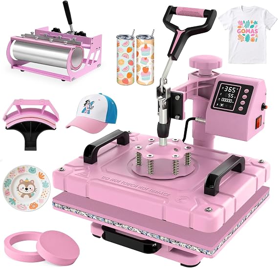 Slendor 12x15 Inch 5 in 1 Swing Away Heat Press Machine for T Shirts