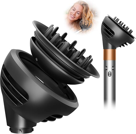 Wave Curl Diffuser Attachment for Dyson Air Wrap, Upgraded Hair Diffuser Nozzle Dome and Diffuser Mode for Curly Wave Hair, Hair Diffuser Attachment Compatible with Air Wrap Styler HS01/05