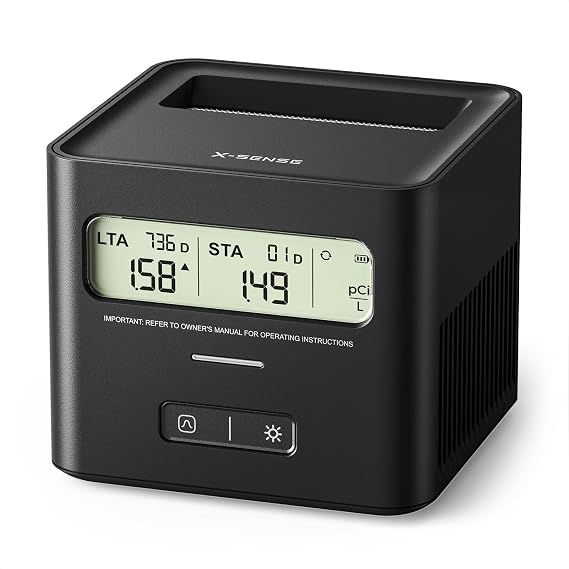 X-Sense Radon Detector for Home, Battery Powered, Clear Short-Term & Long-Term Average Display, Ideal Starter Safety Tool for Home, Model XR0A-SR, Black