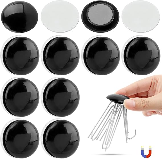 HONUTIGE 10 Pcs Shower Curtain Weights, Heavy Duty Round Magnets Magnetic Shower Curtain Clips, Keep Curtain Liner Closed to Wall, Shower Magnets Strong Magnetic for Drapery, Tablecloth, Flag (Black)