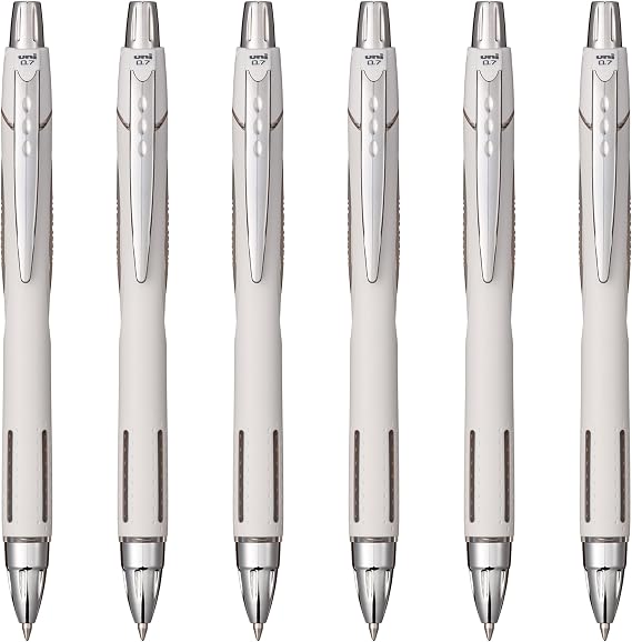 Uni-Ball Jetstream RT Ballpoint Pen, Fine Point (0.7mm), Shell White Barrel, Black Ink, 6 Pens