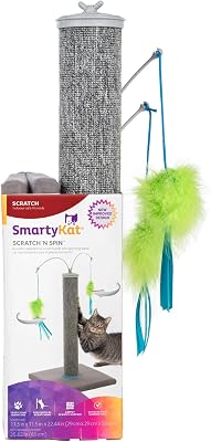 SmartyKat Scratch N Spin Carpet Cat Scratching Post with Spinning Wand Toys - Gray, One Size