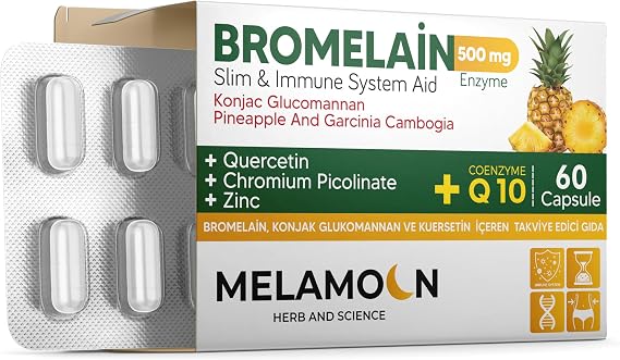 multibiotin Melamoon Bromelain, Konjak Glukomannan Kuersetin qenzim Q10 İçeren Kapsül Takviye Edici Gıda 60 KAPSÜL