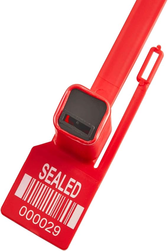 Red Security Seals with Barcode Heavy-Duty Zip Tie 110lb 1000 per Pack