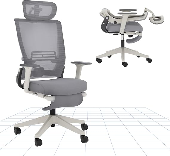 FLEXISPOT Ergonomic Office Chair, Folding Office Chair for Small Spaces with Adjustable Lumbar Support, Armrest and Headrest, Mesh Desk Chair with Footrest for Home Work, Flora & Fauna Serie