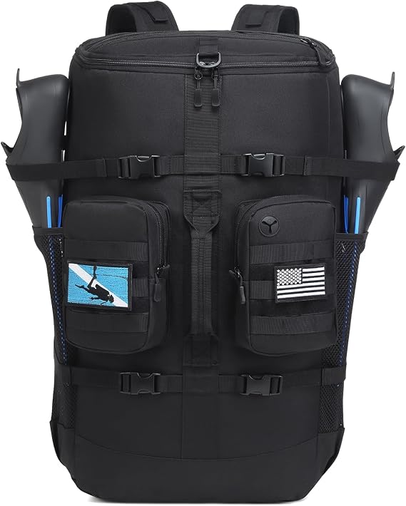 Scuba Diving Backpack - 65L Large Travel Backpack for Scuba Diving and Snorkeling Gear & Equipment Holds Snorkel, Fins, and More, Bag Only (Black)