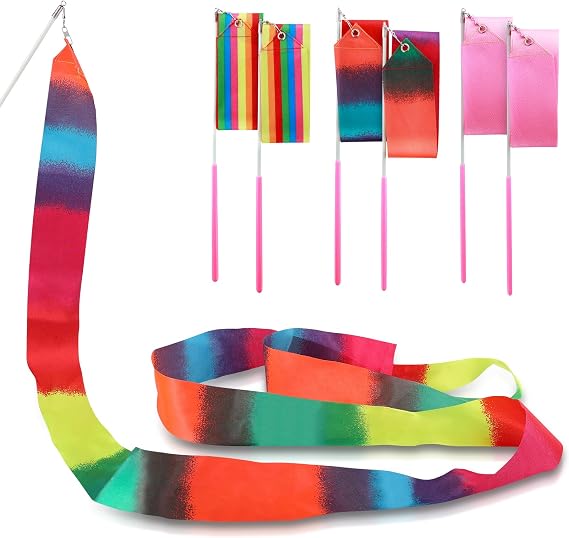 6pcs Twirling Dance Ribbons Set, 2m Ribbon Wands for Kids Gymnastics
